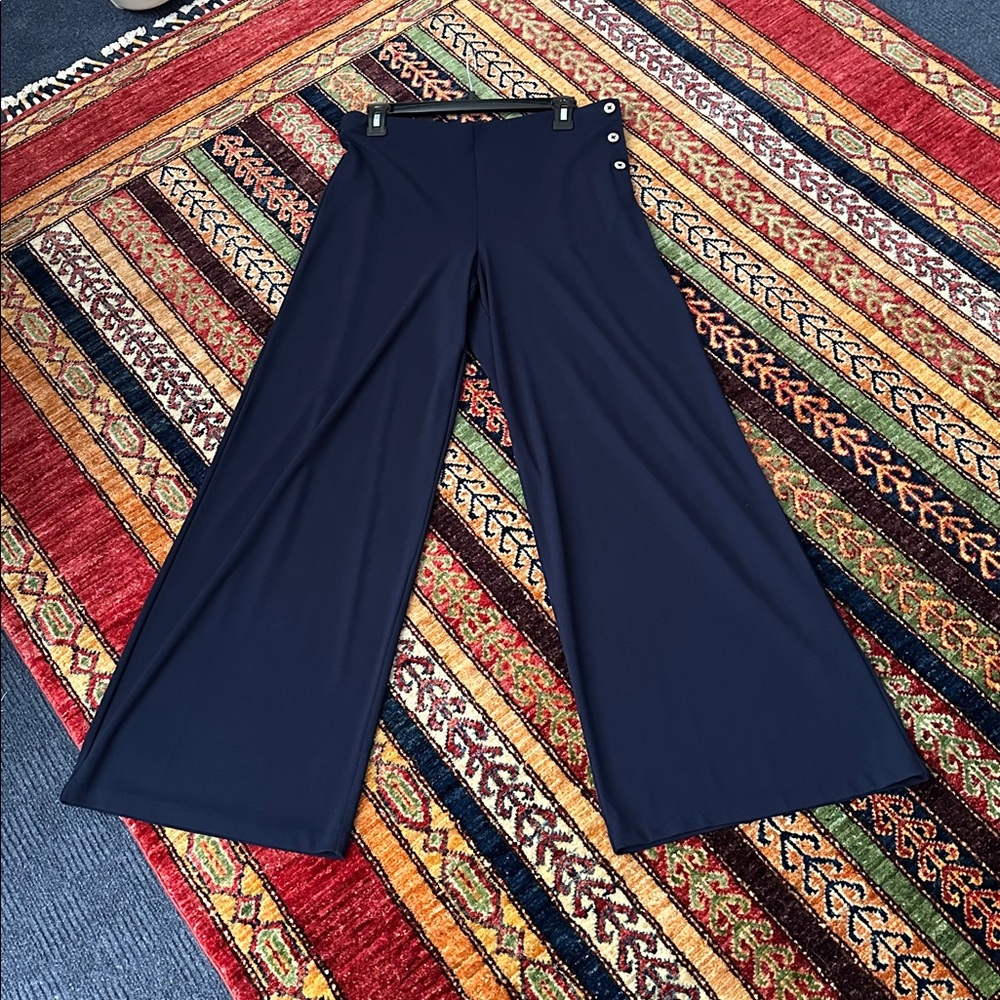 LAUREN Ralph Lauren Navy Wide Leg Pants - Picture 2 of 9